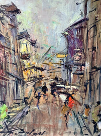 Signed Oil Painting, Montmartre Street Scene in Paris by Georges Berger (1908-1976), 1975, French Expressionist Cityscape on Canvas