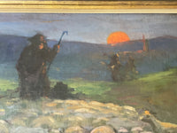 MEIN (1865-1938) FRENCH REALISM OIL CSigned Realist Oil Painting, Shepherd at Sunset by Mein (1865-1938), 19th Century French Pastoral on CanvasANVAS - SHEPHERD AT SUNSET AS MILLET