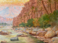 Signed Oil Painting by John Lewis Shonborn, Canyon at Sunset, 19th Century American Landscape