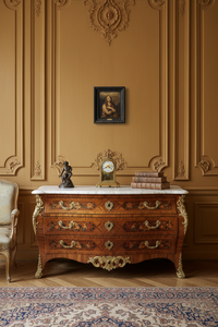 Antique Flemish Mary Magdalene on copper displayed in a French sitting room