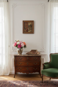 Antique French allegory of winter displayed in a French sitting room