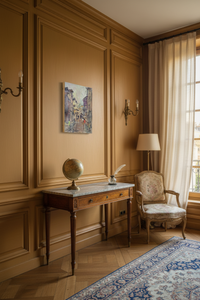 Signed 1975 Paris street scene by Georges Berger displayed in a French sitting room