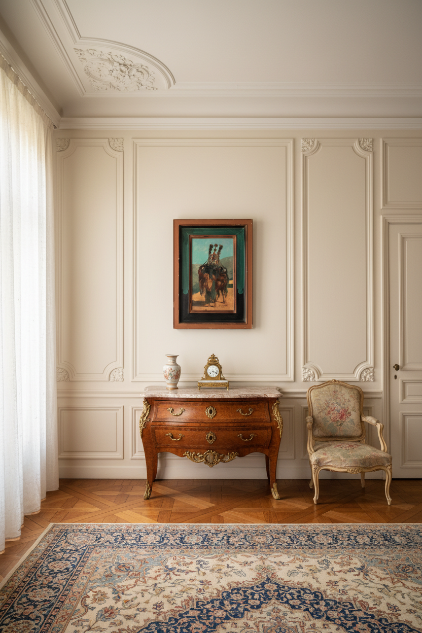 Alfred Couverchel wedding camel painting displayed in a French sitting room