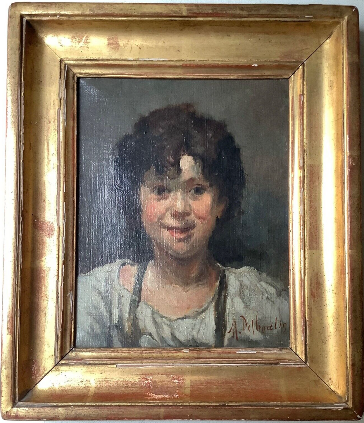 Laughing Boy in a Working Shirt, Marcellin Desboutin, Signed Oil