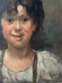 Signature M. Desboutin in red at the lower right, beside the child's shoulder on the canvas