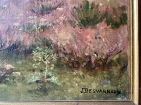 Signature J. Desvarreux in black at the lower right of the canvas, among the heather