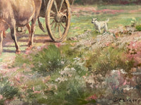 Signature Desvarreux in the lower right corner, among the impasto of the flowering heather