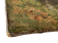 Signature J. Desvarreux at the lower left with the unframed tacking edge and its old tack holes
