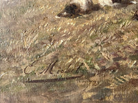 The signature lower left in brown paint with a long underlining stroke, followed by the date 72, over the impasto of the stubble