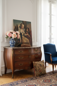 The painting shown to scale on a pale wall above a chest of drawers