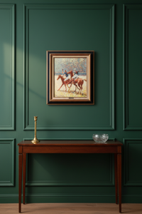 Claude Fossoux, Polo Players, Signed Oil on Canvas, French School, 1970s, Framed