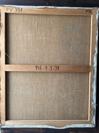 Back of the frame with its hanging wire, the canvas and crossbar set inside