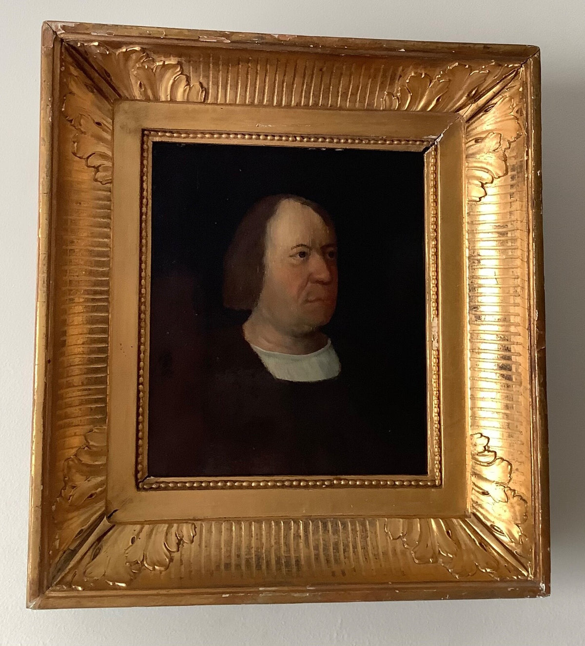 Portrait of a Man in a White Collar, German School Oil on Panel, 1600s
