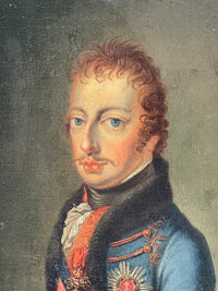 Macro of the face showing the thin smooth handling of the skin, the red hair drawn curl by curl, and a painted shadow thrown behind the fur collar