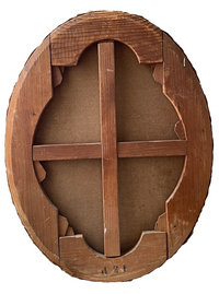 Reverse showing the unlined canvas on its purpose made oval stretcher, chamfered from the solid with a cross brace, carrying no labels or stamps (Max Moreau 1925 portrait)
