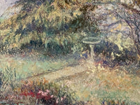 Detail of the figure standing at the turn of the path, laid in with two strokes of blue grey and a pale head