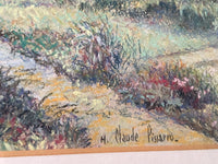 Detail of the flowerbeds along the path with the signature H. Claude Pissarro in black at the lower centre