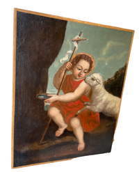 Side view of the unframed canvas on its stretcher