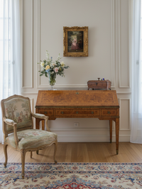 Signed 19th century French garden scene displayed in a French sitting room