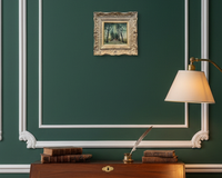 Signed Post-Impressionist landscape by Stenn of a tree-lined path in a carved frame on a green study wall