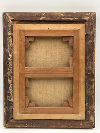Reverse of the canvas on its stretcher, the wooden keys still wedged in the corners (young Austrian officer, early 19th century oil on canvas)